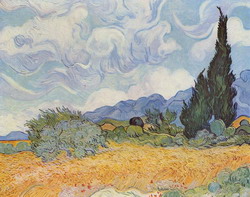 Винсент ван Гог Пшеничное поле с кипарисами 1889