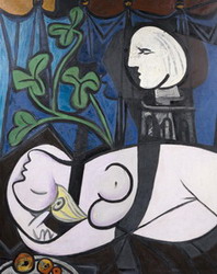 Пабло Пикассо Обнаженная на фоне бюста и зеленых листьев