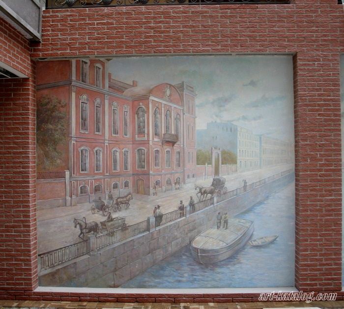 Wall painting of the facade a building