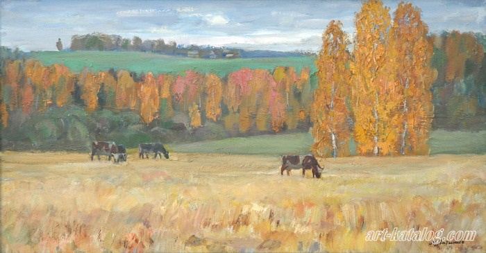 Осенний пейзаж с коровами