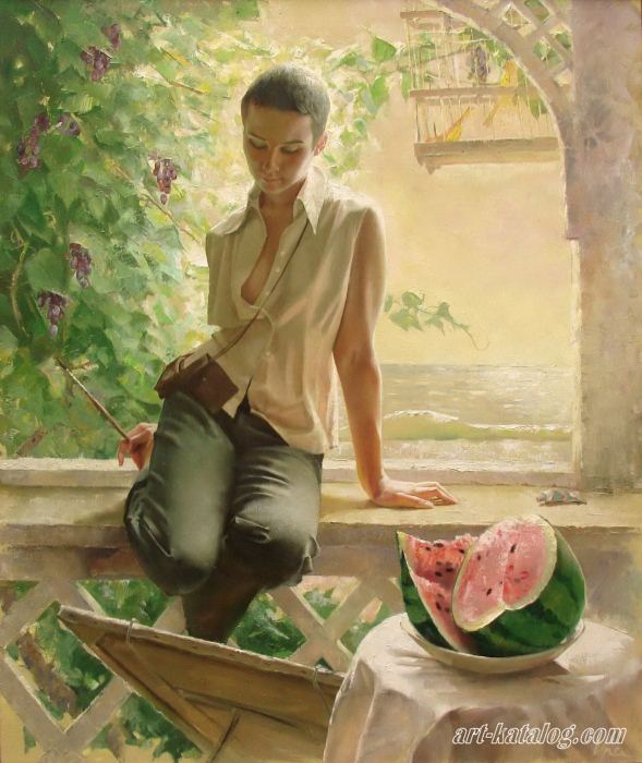 Painting a watermelon