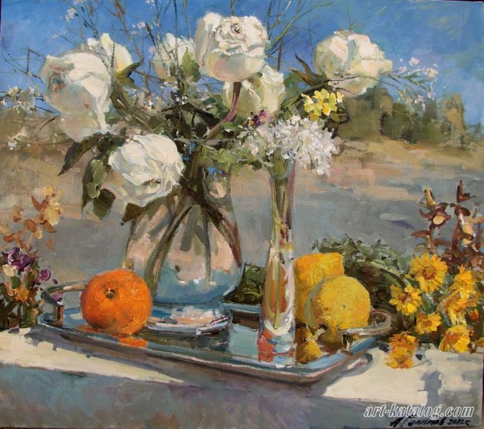 Натюрморт с белыми розами. Кипр