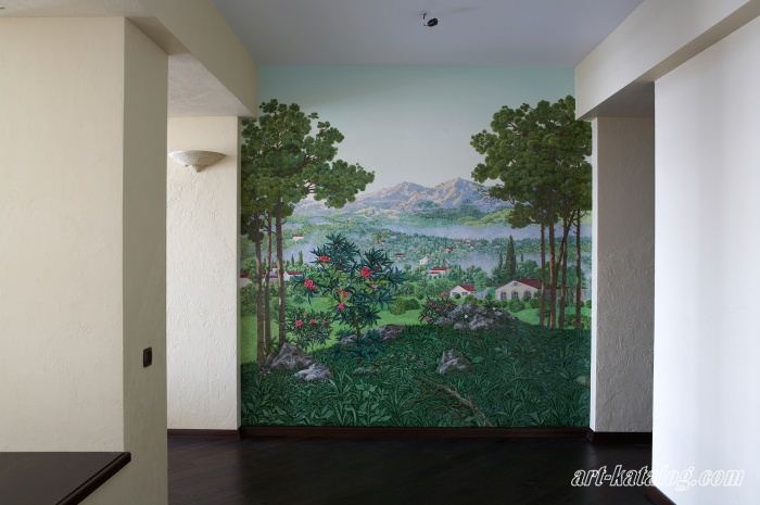 Southern Alps. Wall painting in the lobby of a private apartment