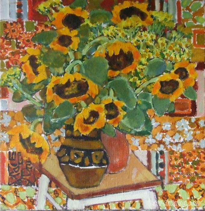 Sunflowers on a decorative background