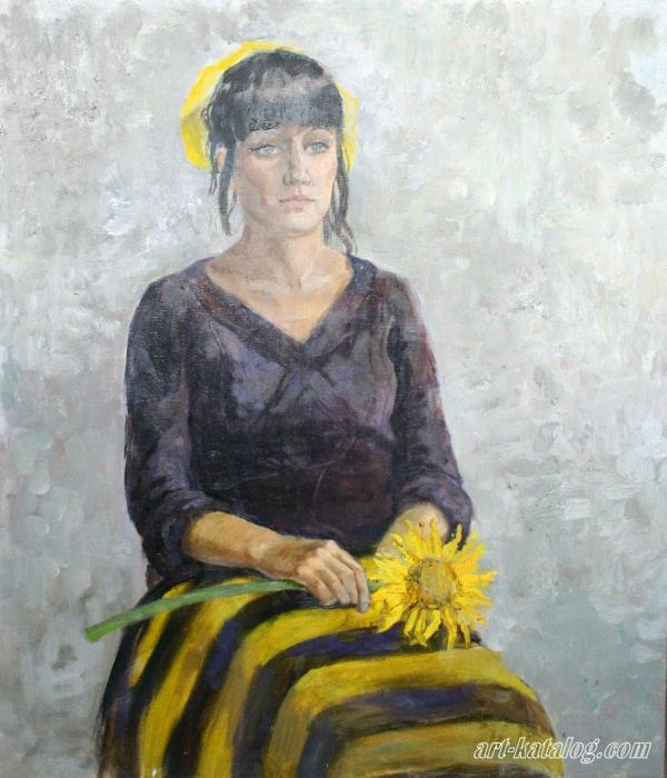 Girl with sunflowers