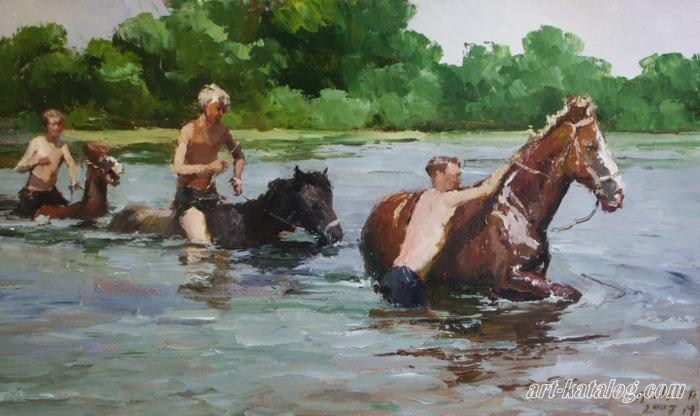River crossing on the horses