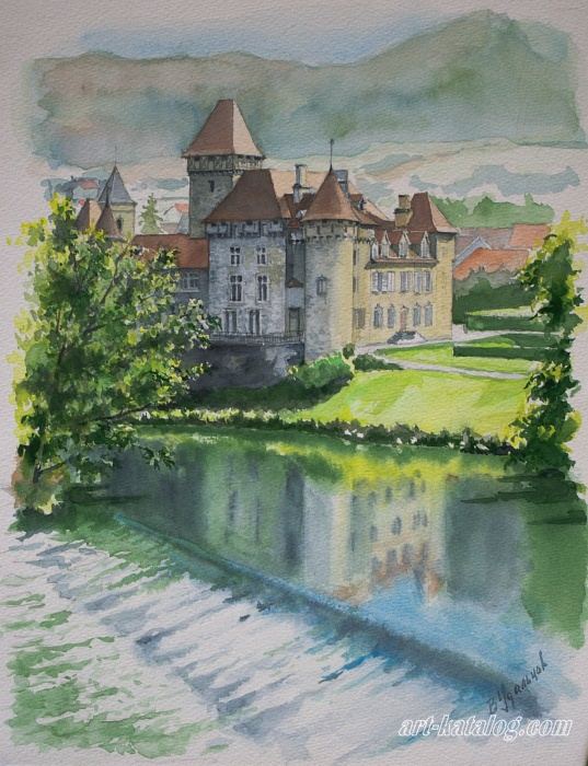 Spring in Franche-Comte. The Castle Cleron