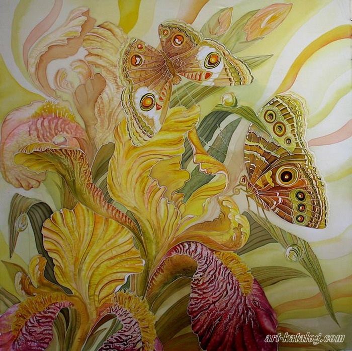 Irises and butterflies