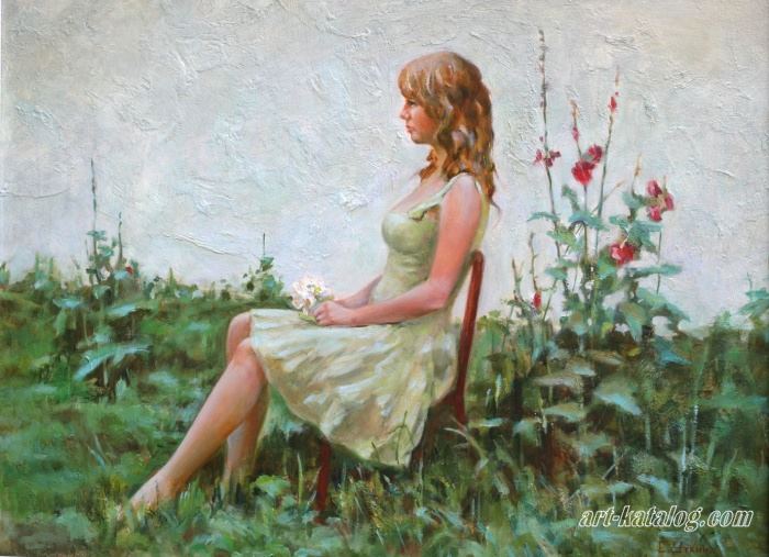 Girl with white flower
