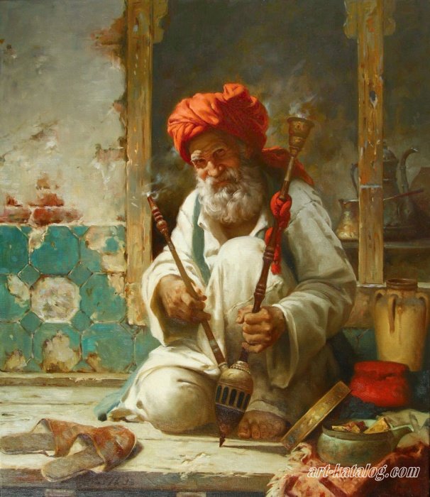The old man with a hookah