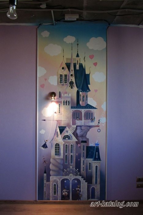Castle. Wall painting in the apartment