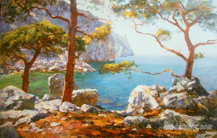 In the shade of pine trees. Crimea. Cape Aiya