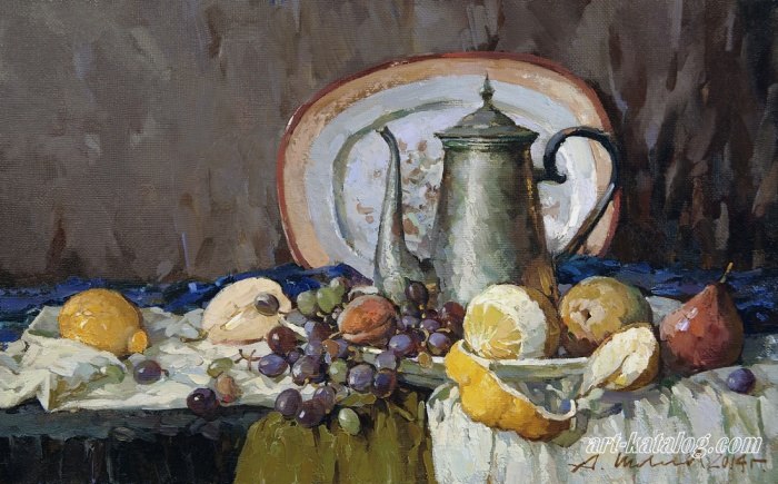 Coffee pot and fruit