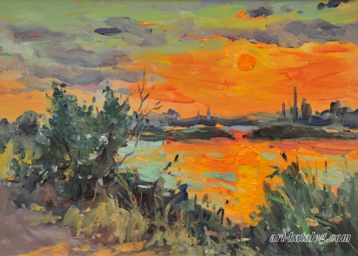 Закат солнца на Соленом озере. Город Саки. Крым