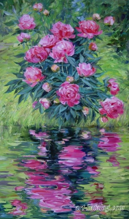Peonies above the water