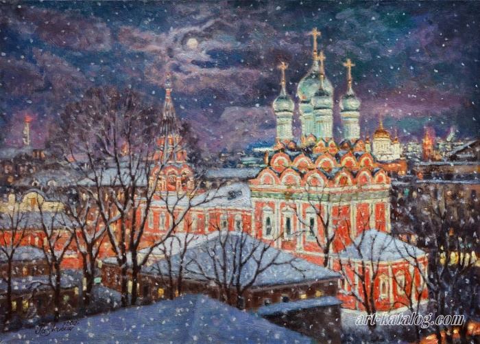 Snowfall over Moscow