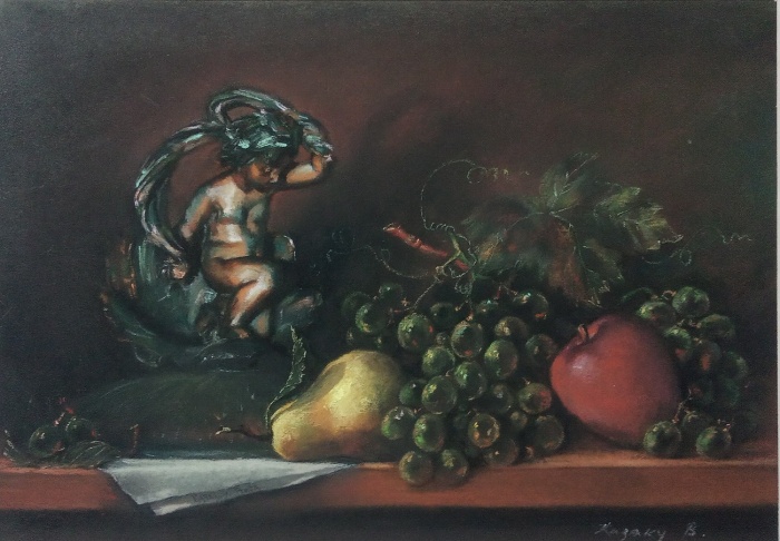 Still life with fruits and a prespapier