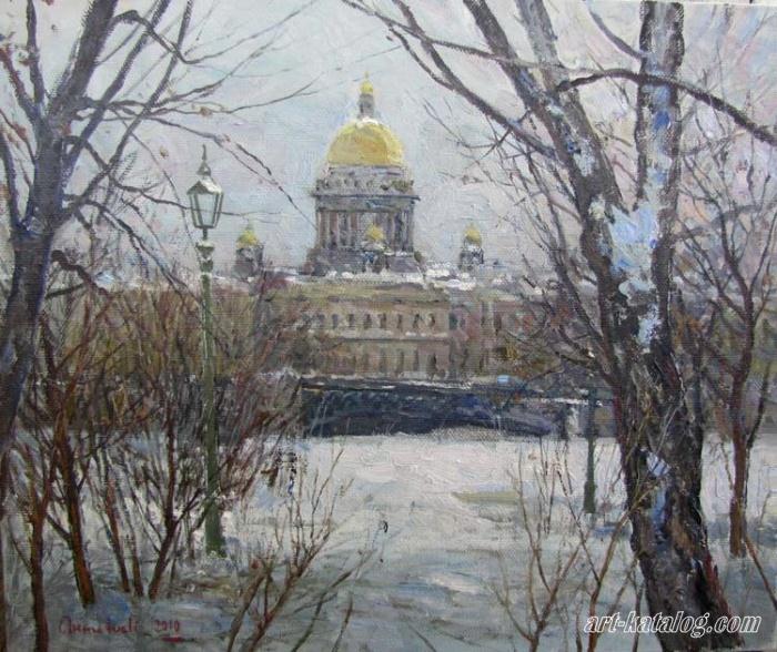View of Isaakievskiy cathedral in winter