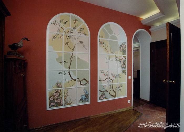 Spring. Wall painting in apartment 