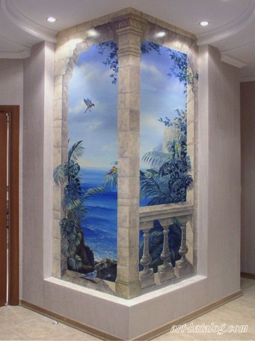 Mediterranean. Wall painting in apartment  