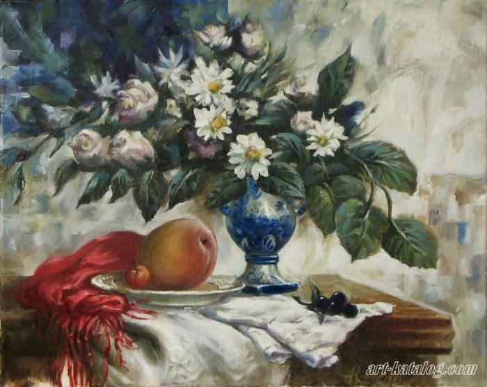 Still-life with a red shawl