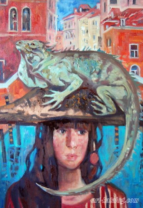 Girl with iguanas