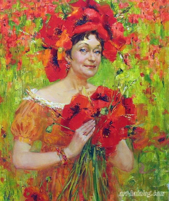 Portrait with poppies