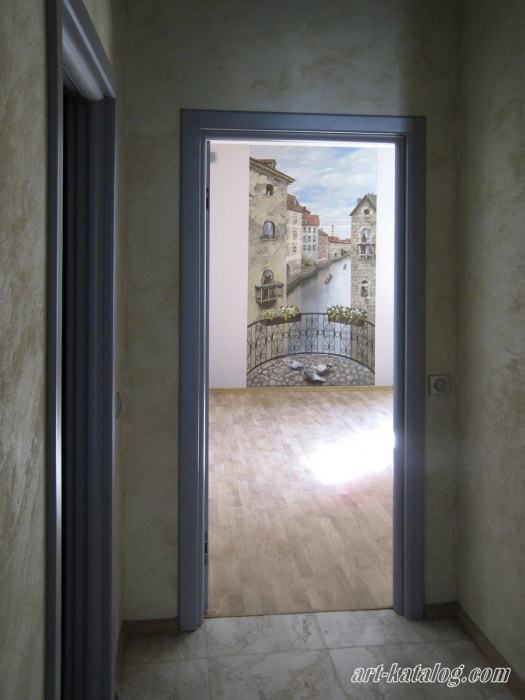 Venetian canal. Wall painting in the bedroom