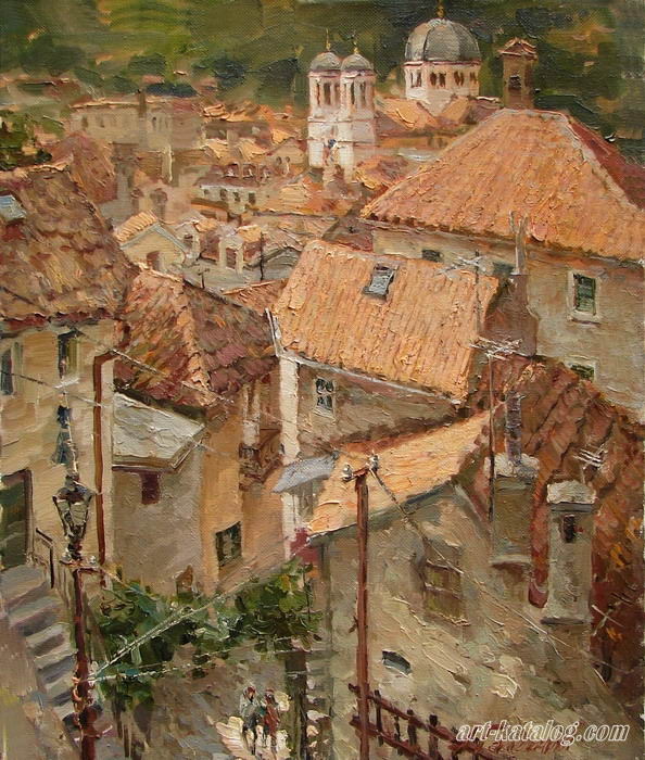 Zrna Gora. The roofs of ancient Kotor