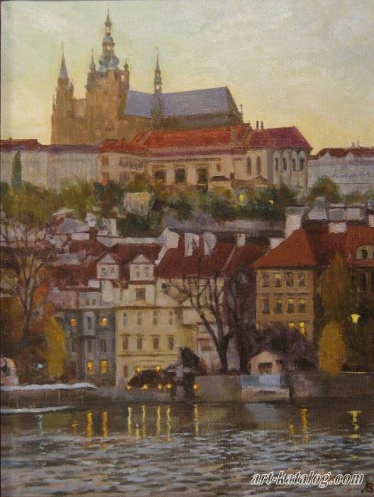 Prague. Twilight on the Vltava