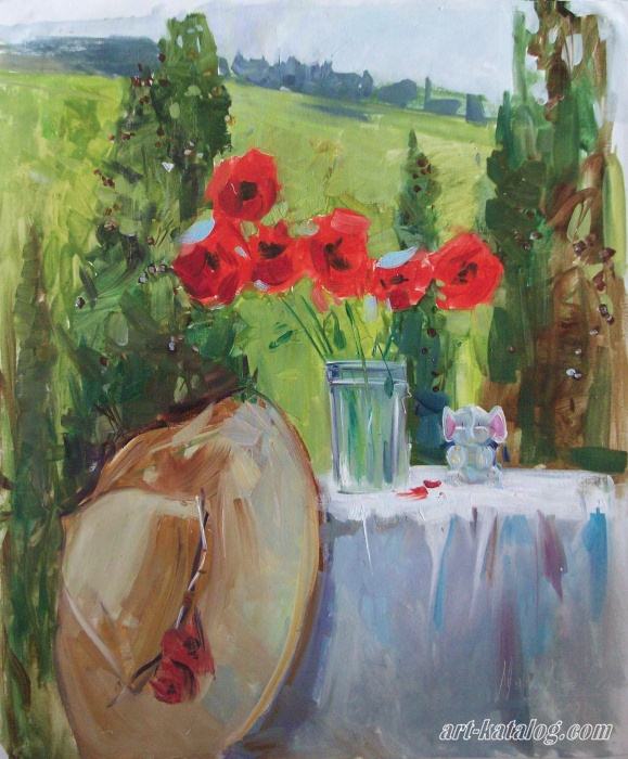 Poppies and Cypresses