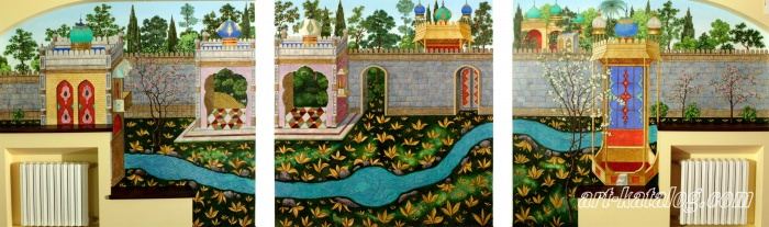 The palace garden. Wall painting in the billiard room