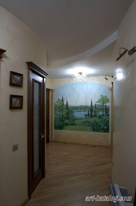 Italian Riviera. Wall painting in the hallway