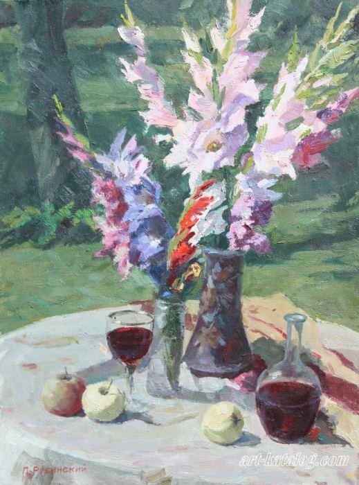 Still life with gladioluses
