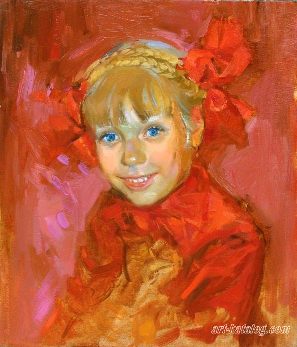 The girl with red bows