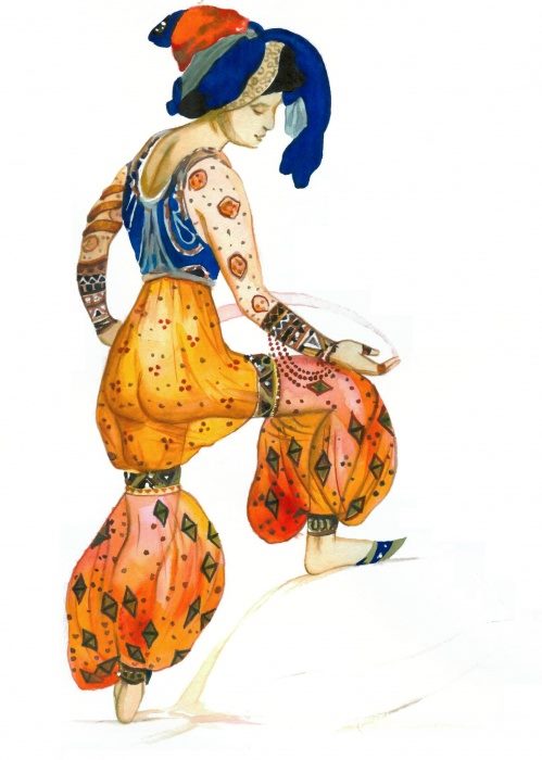 Costume design for the ballet Blue Sultana Scheherazade. Leon Bakst