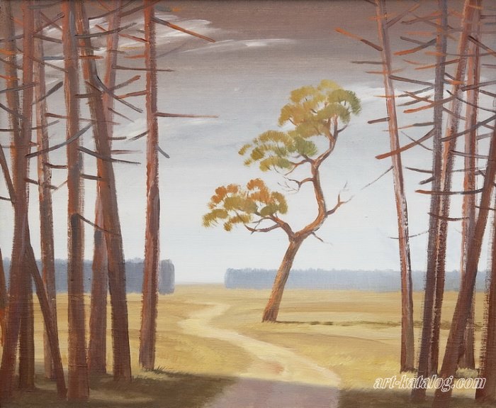 Landscape with a lonely standing tree