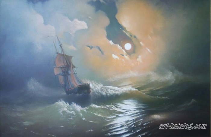 Storm on the sea at night. Ivan Aivazovsky