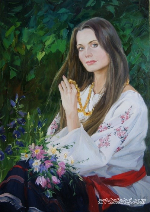Girl with amber beads