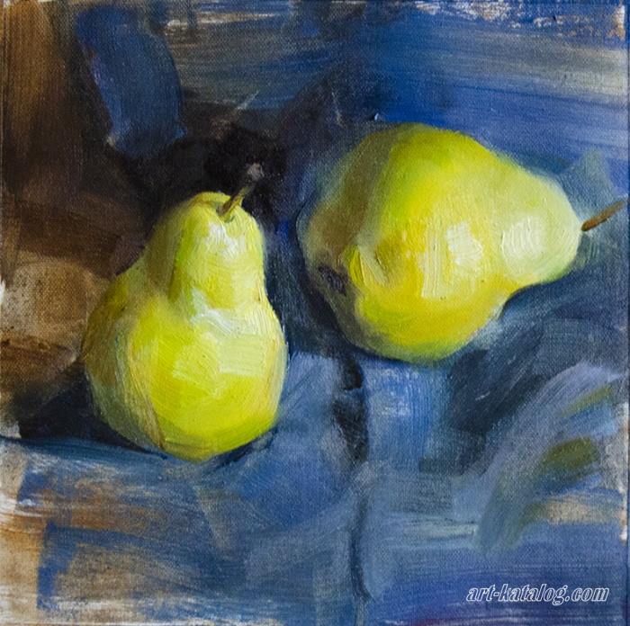 Pears on blue