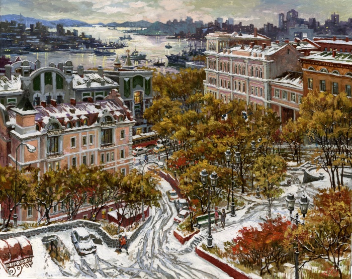 Theater square. First snow