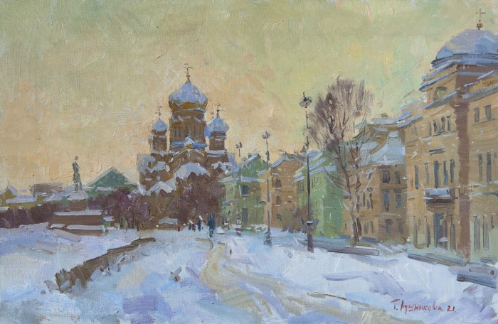 Winter evening on Vasilievsky
