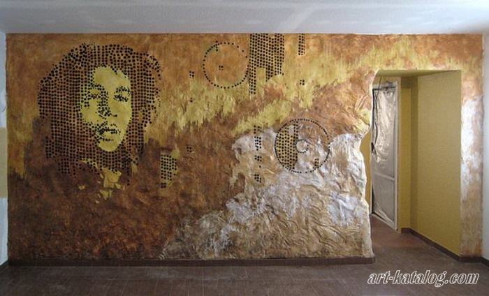 Bob Marley. Wall painting in the bar