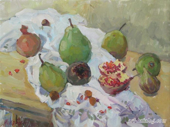 Pears, fig and young pomegranate