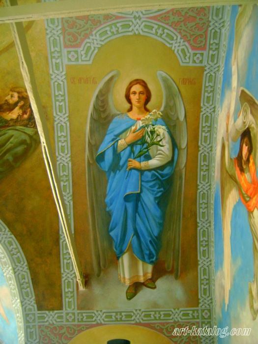 Fresco in the church. Archangel Gabriel