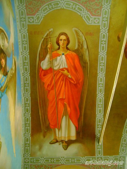 Fresco in the church. Archangel Michael