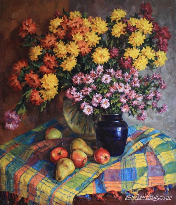Still life with yellow asters