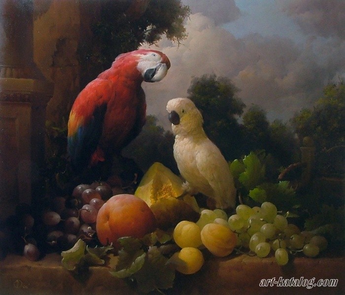 Натюрморт с попугаями