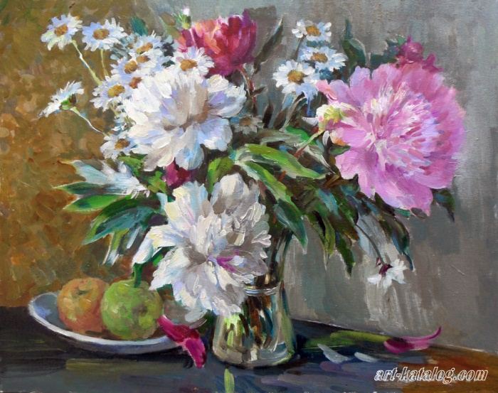 Peonies and daisies