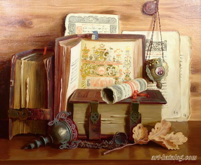 Still life with antique book